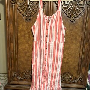 Terra & Sky White and Orange Buttoned Sundress